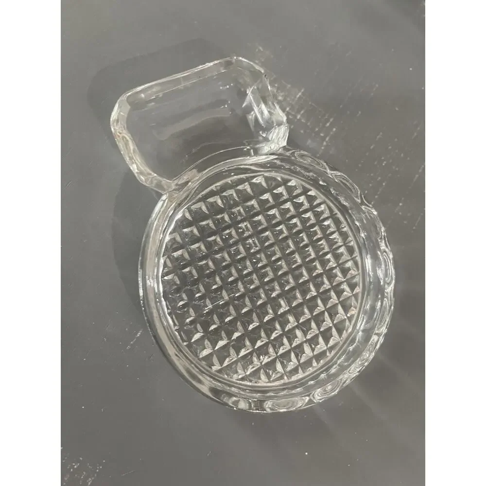 Vintage Glass Ashtray Cigarette Rest Drink Coaster Waffle Cut Sip And Smoke